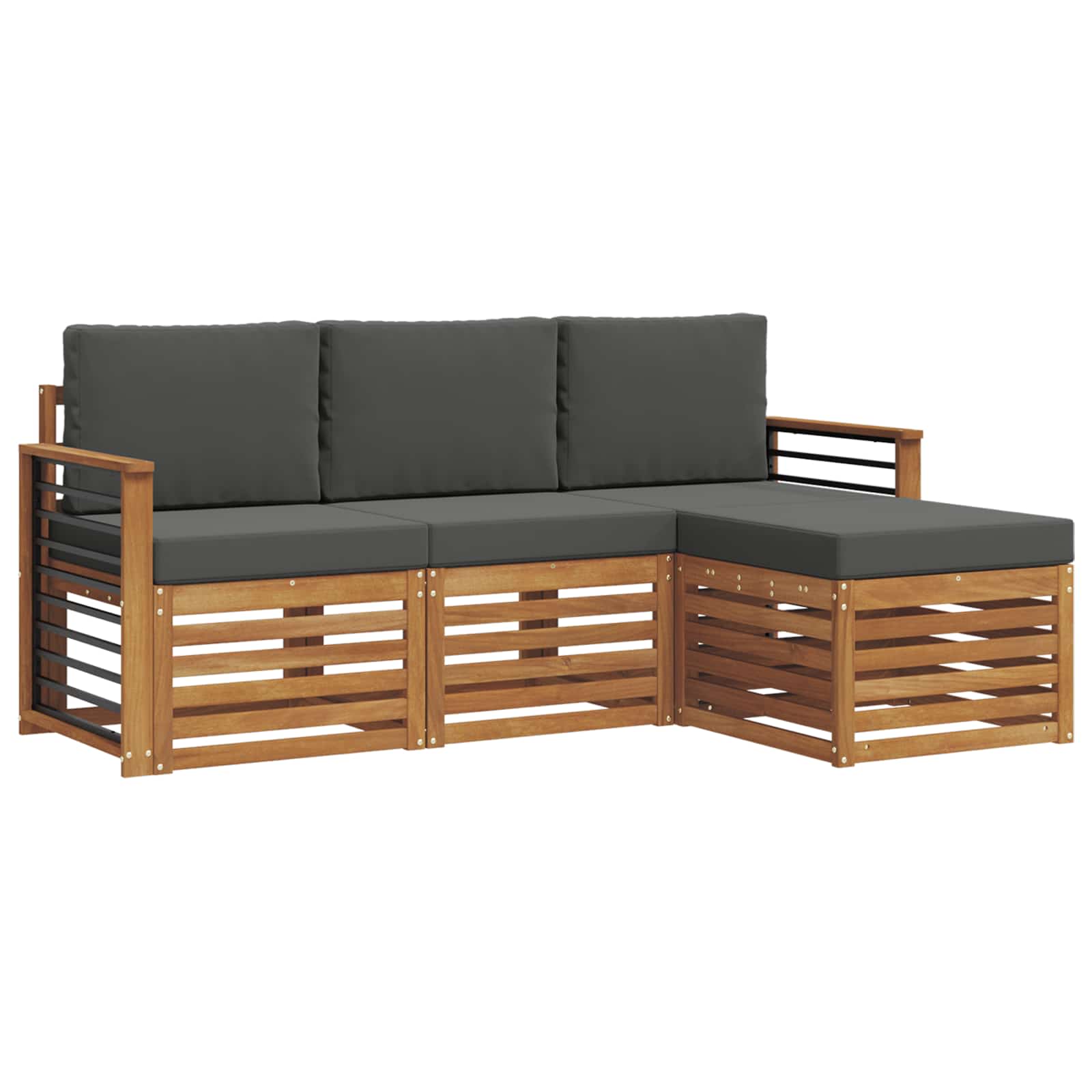 Set di divani da esterno con cuscino 4 pcs Naturale e Antracite | homemem39