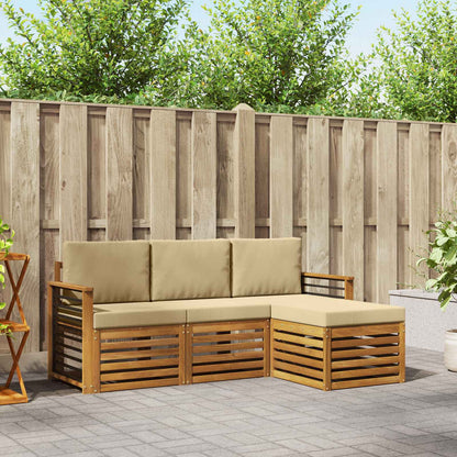 Set di divani da esterno con cuscino 4 pcs Naturale e Beige | homemem39