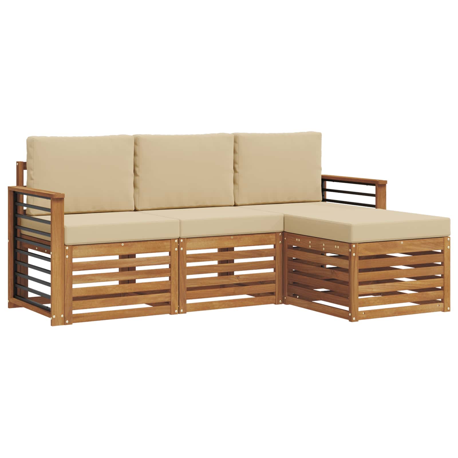 Set di divani da esterno con cuscino 4 pcs Naturale e Beige | homemem39