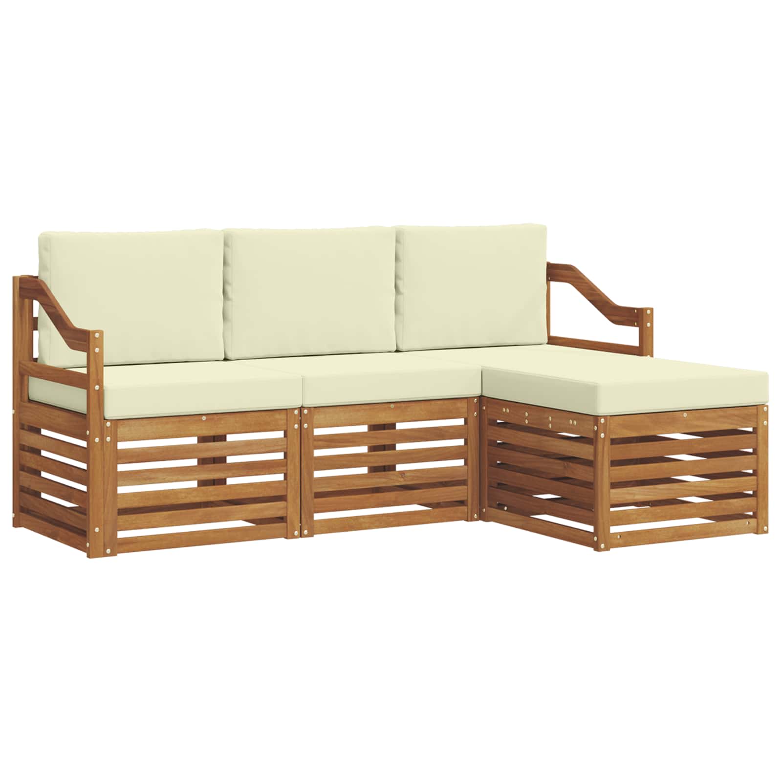 Set di divani da esterno con cuscino 4 pcs Naturale e Crema | homemem39