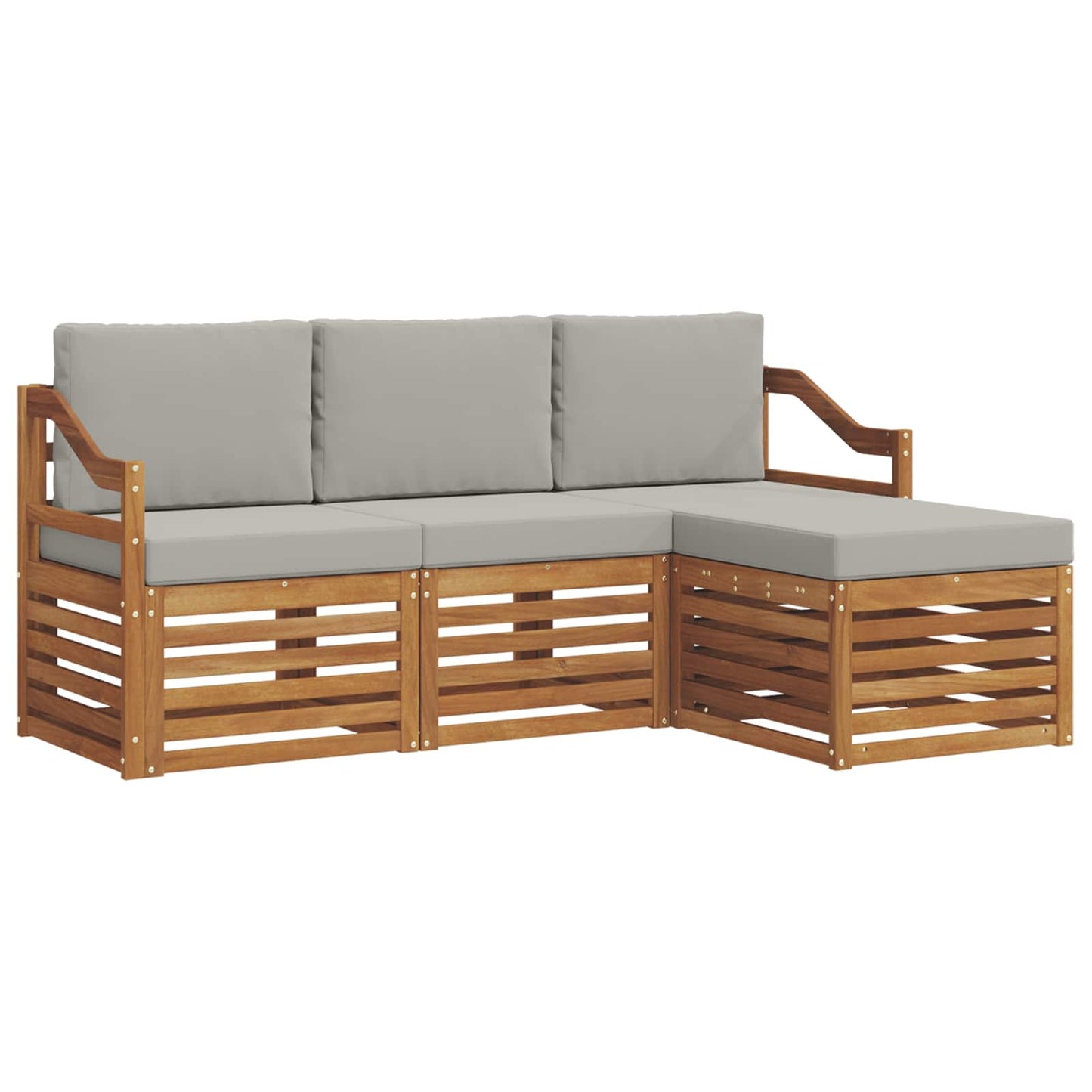 Set di divani da esterno 4 pcs Grigio Naturale e Chiaro | homemem39