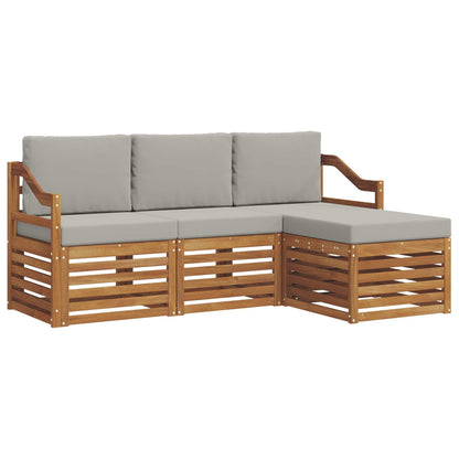 Set di divani da esterno 4 pcs Grigio Naturale e Chiaro | homemem39