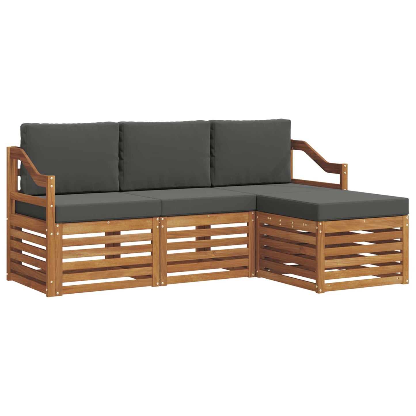 Set di divani da esterno con cuscino 4 pcs Naturale e Antracite