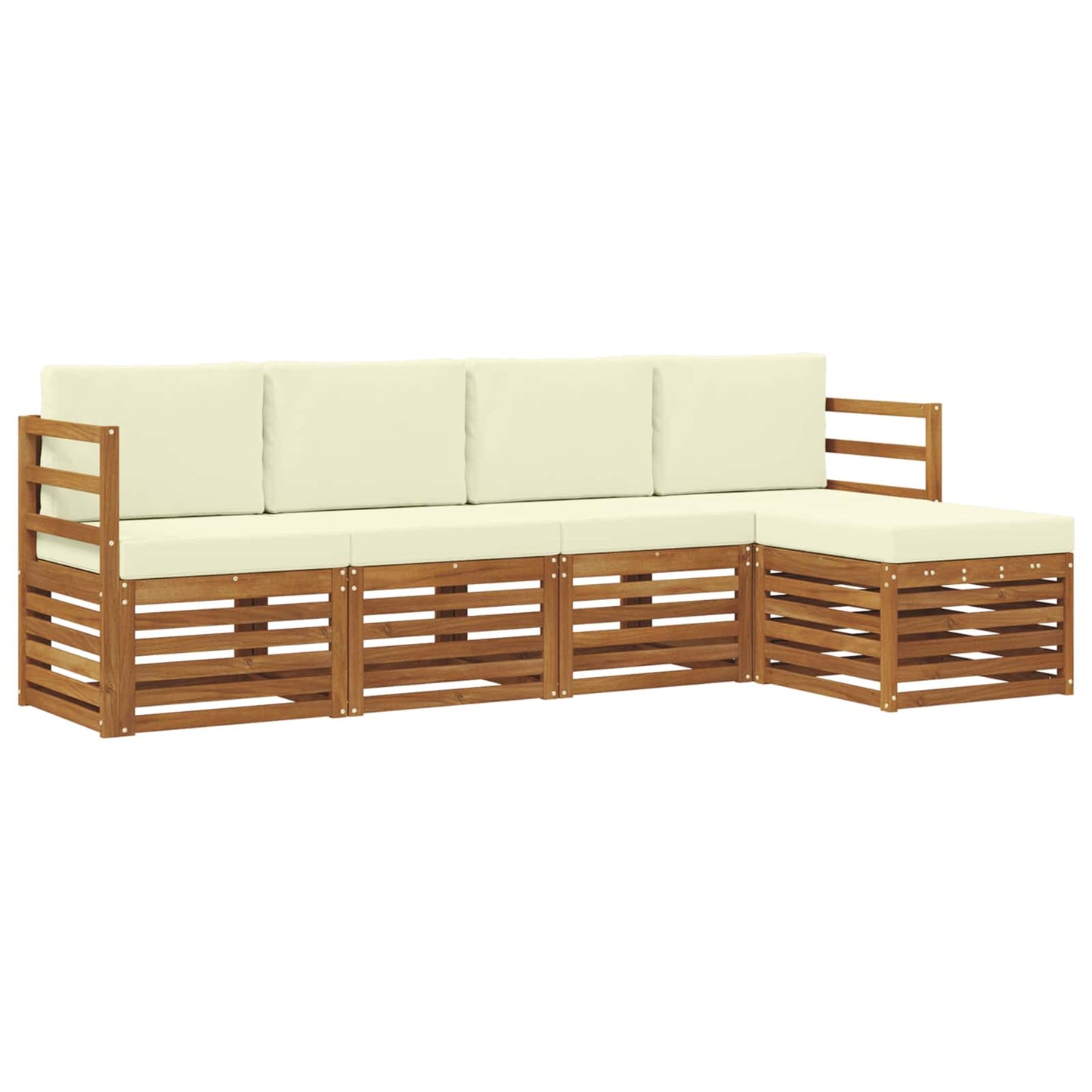 Set di divani da esterno con cuscino 5 pcs Naturale e Crema | homemem39