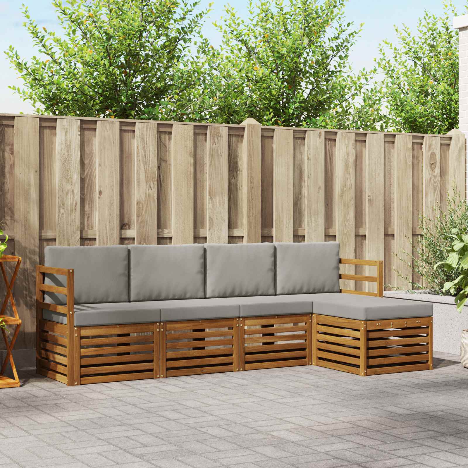 Set di divani da esterno 5 pcs Grigio Naturale e Chiaro | homemem39