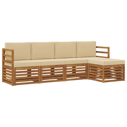 Set di divani da esterno con cuscino 5 pcs Naturale e Beige