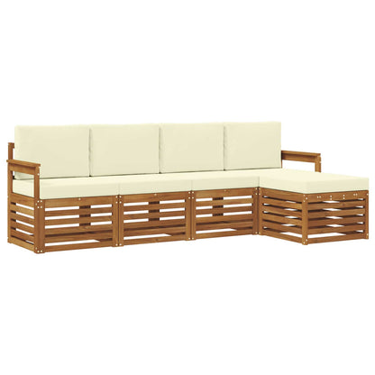 Set di divani da esterno con cuscino 5 pcs Naturale e Crema | homemem39