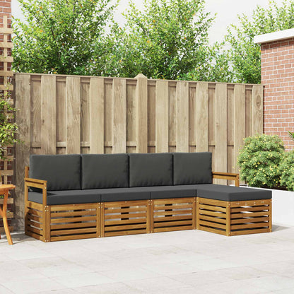 Set di divani da esterno con cuscino 5 pcs Naturale e Antracite