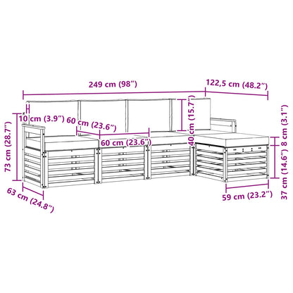 Set di divani da esterno con cuscino 5 pcs Naturale e Antracite | homemem39