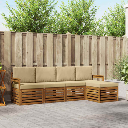 Set di divani da esterno con cuscino 5 pcs Naturale e Beige