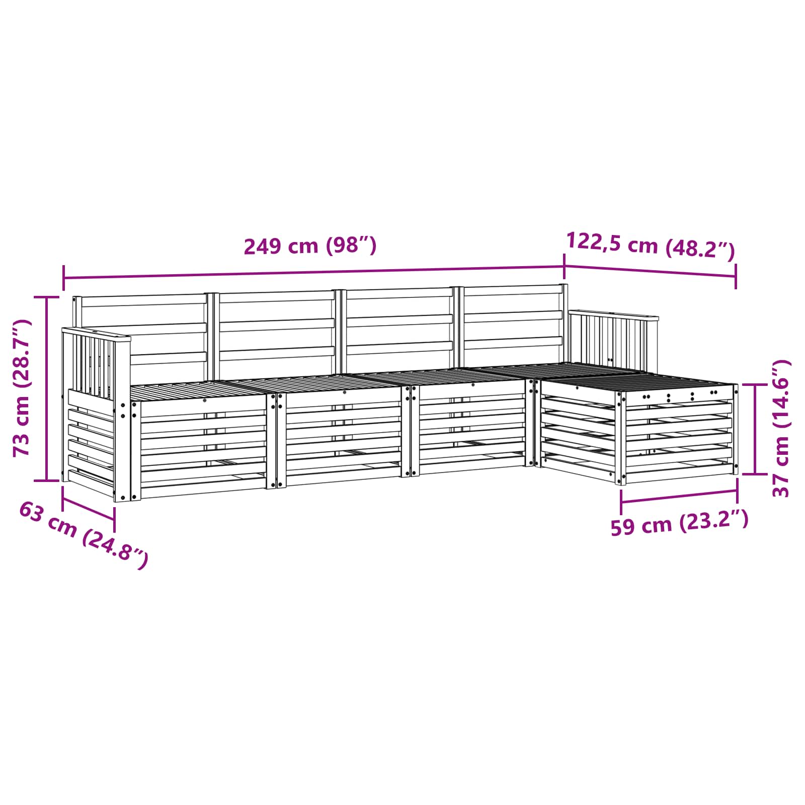 Set di divani da esterno 5 pcs Naturale | homemem39