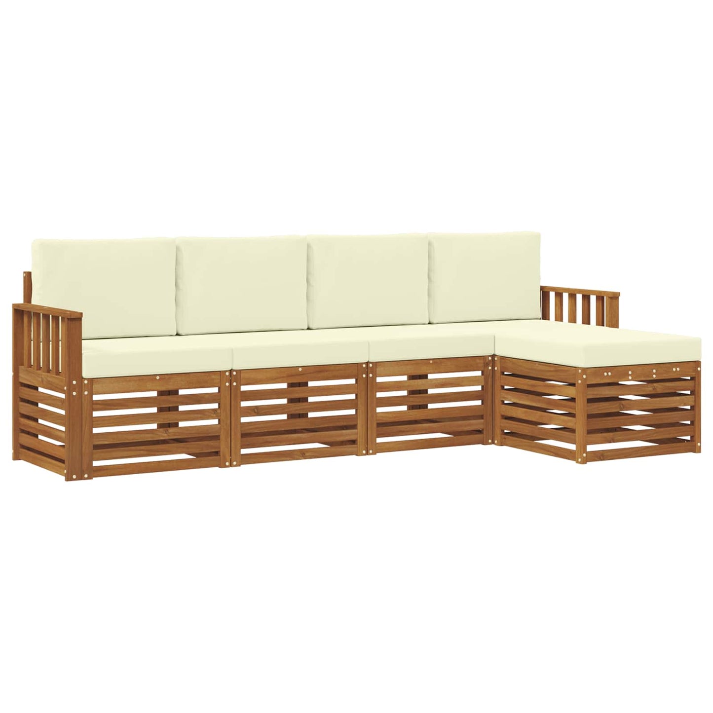 Set di divani da esterno con cuscino 5 pcs Naturale e Crema