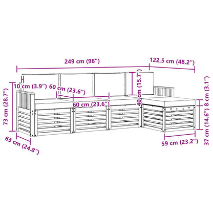 Set di divani da esterno 5 pcs Grigio Naturale e Chiaro | homemem39