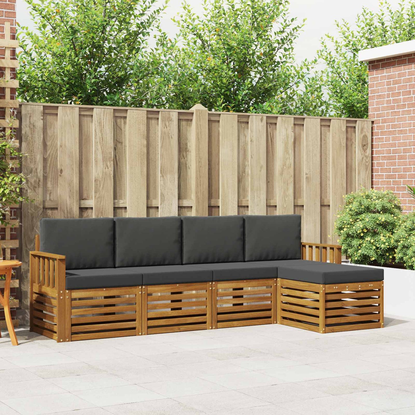 Set di divani da esterno con cuscino 5 pcs Naturale e Antracite
