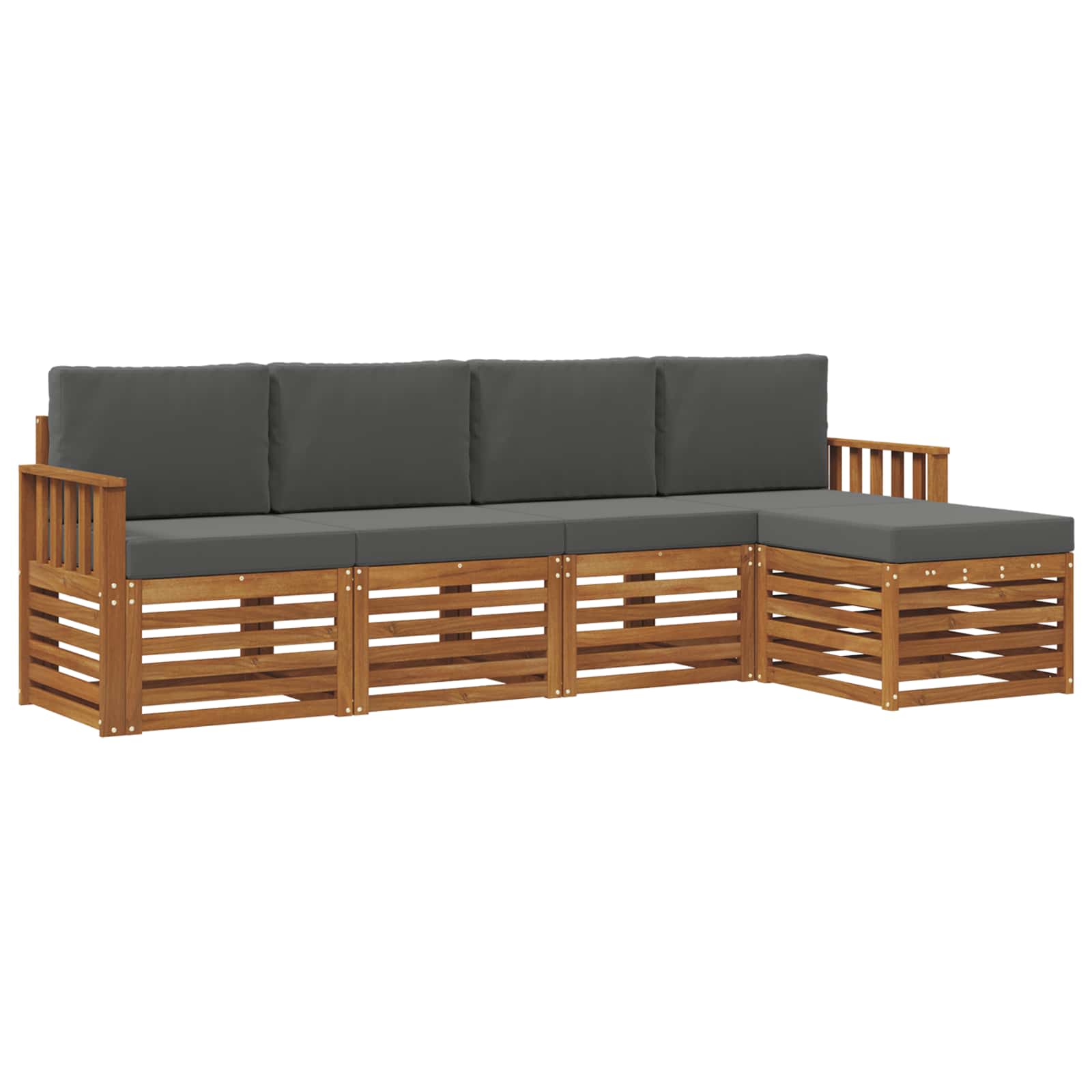 Set di divani da esterno con cuscino 5 pcs Naturale e Antracite | homemem39