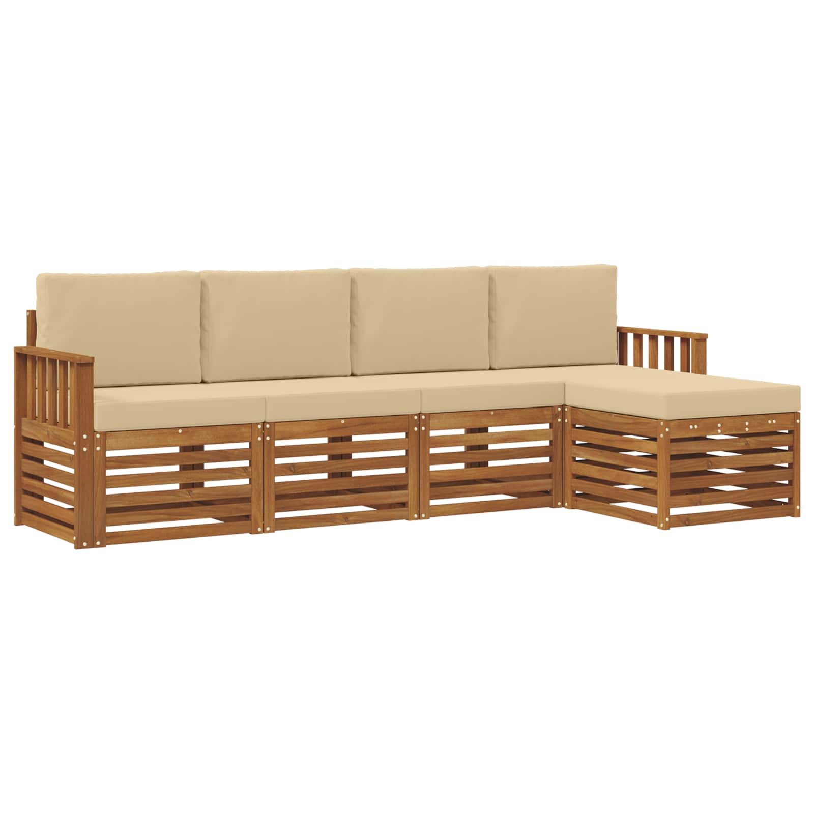 Set di divani da esterno con cuscino 5 pcs Naturale e Beige | homemem39