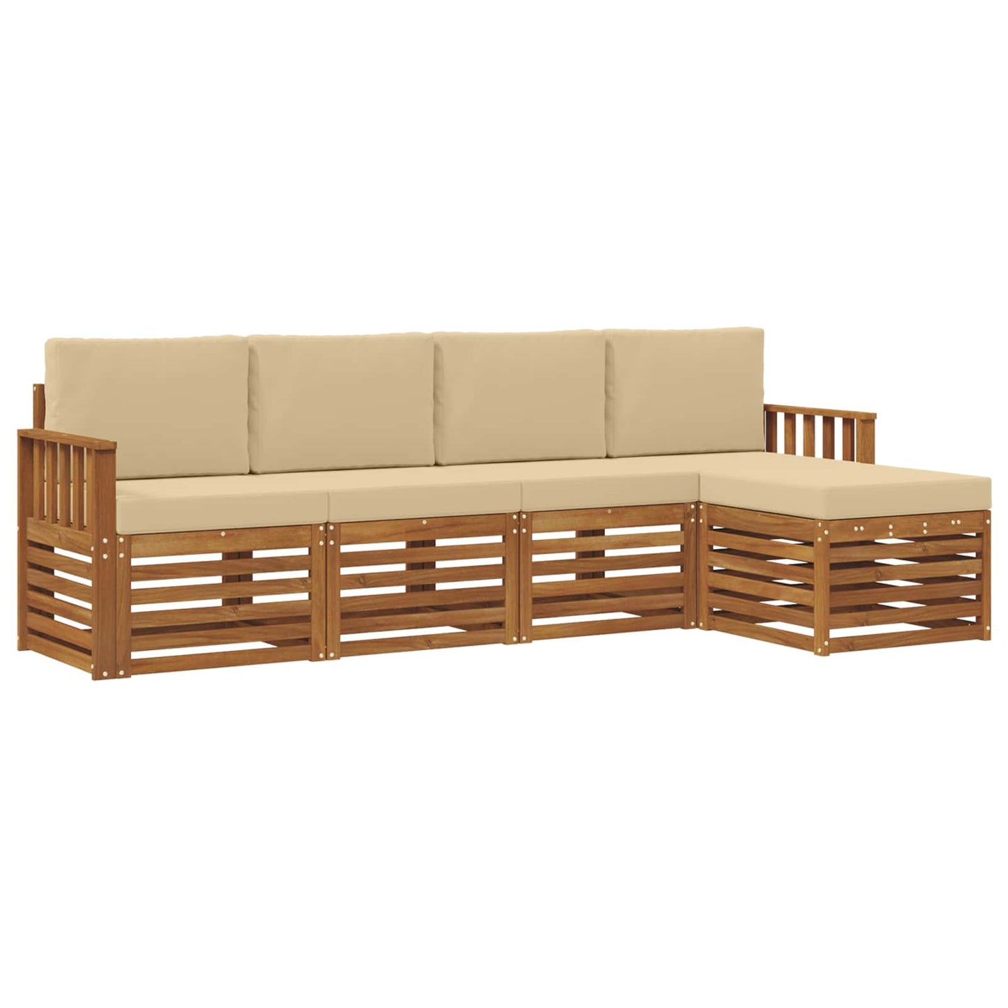 Set di divani da esterno con cuscino 5 pcs Naturale e Beige