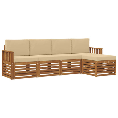 Set di divani da esterno con cuscino 5 pcs Naturale e Beige