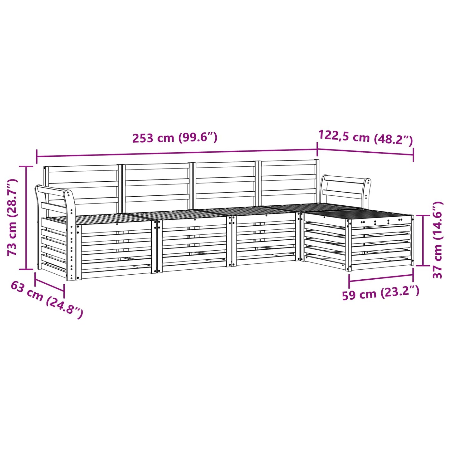 Set di divani da esterno 5 pcs Naturale | homemem39