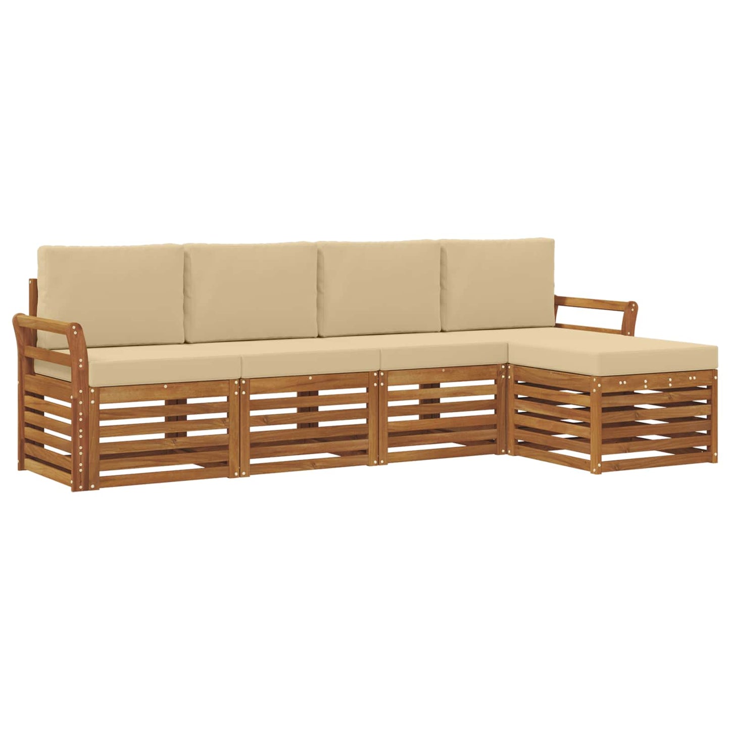 Set di divani da esterno con cuscino 5 pcs Naturale e Beige