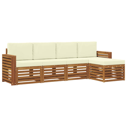 Set di divani da esterno con cuscino 5 pcs Naturale e Crema