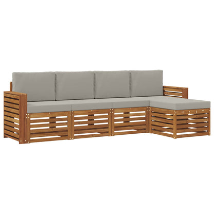 Set di divani da esterno 5 pcs Grigio Naturale e Chiaro