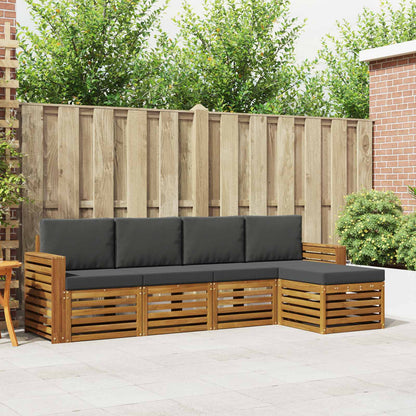 Set di divani da esterno con cuscino 5 pcs Naturale e Antracite