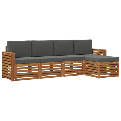 Set di divani da esterno con cuscino 5 pcs Naturale e Antracite