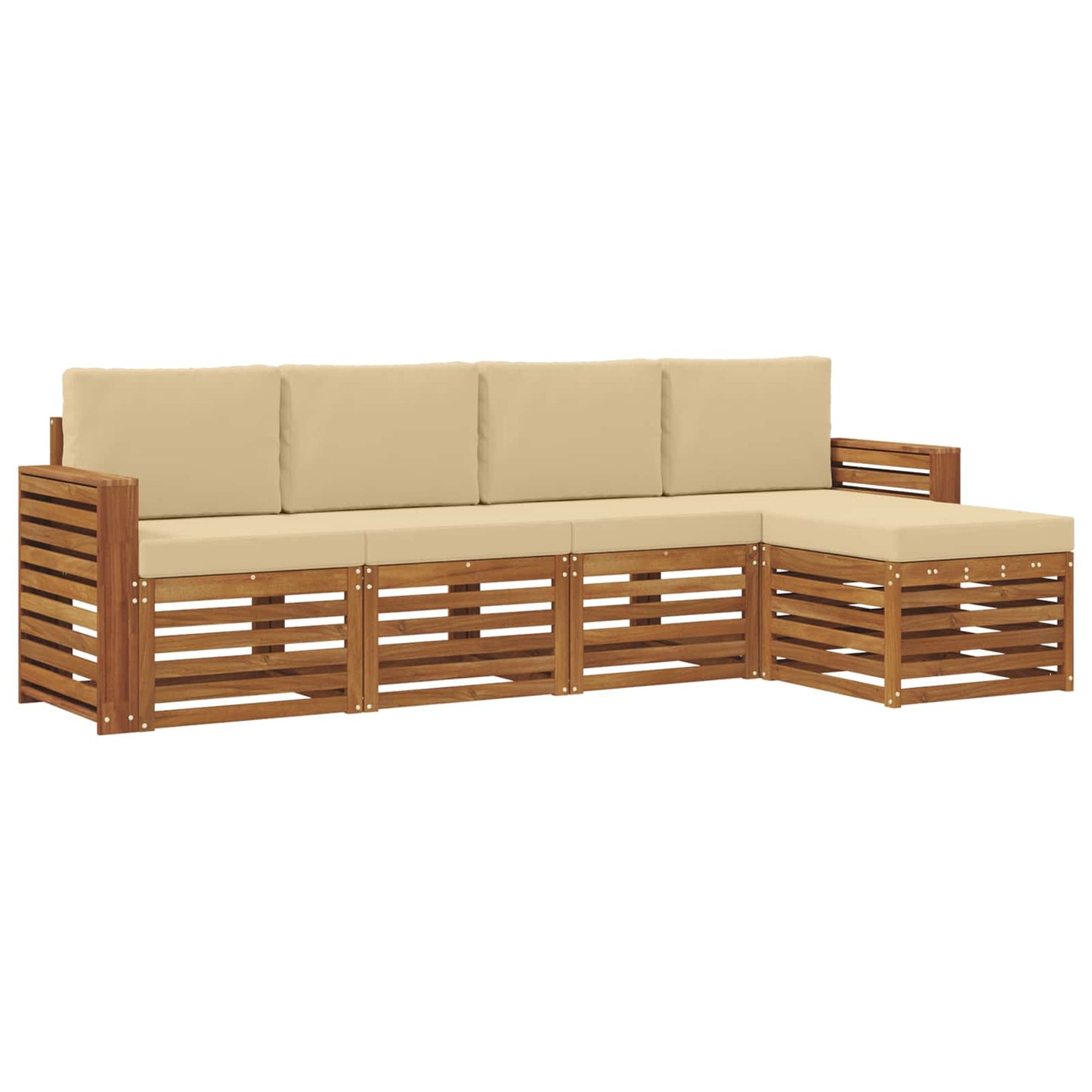 Set di divani da esterno con cuscino 5 pcs Naturale e Beige