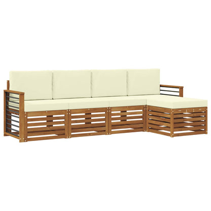 Set di divani da esterno con cuscino 5 pcs Naturale e Crema