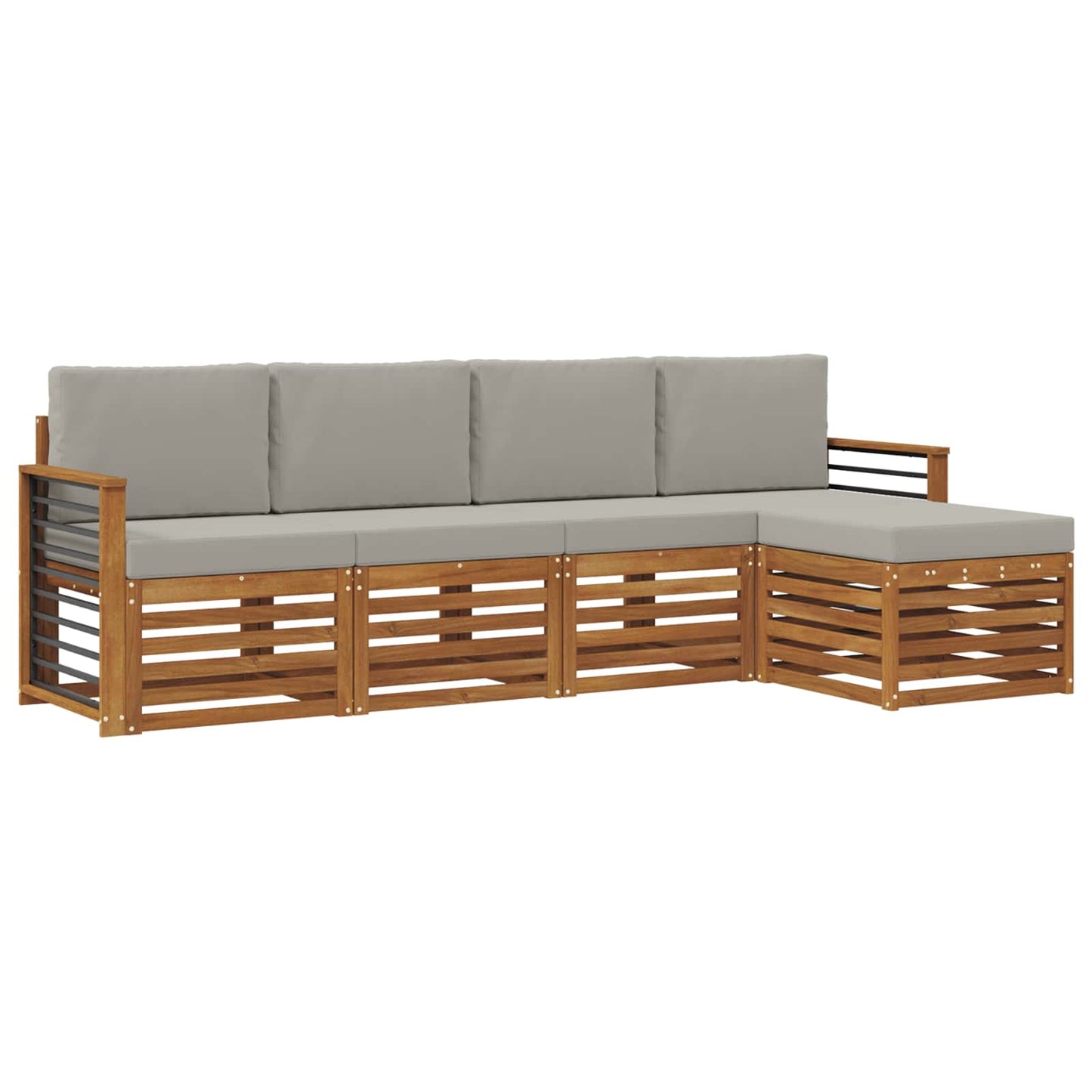 Set di divani da esterno 5 pcs Grigio Naturale e Chiaro
