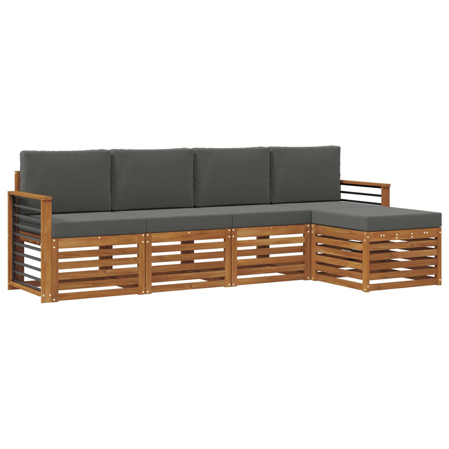 Set di divani da esterno con cuscino 5 pcs Naturale e Antracite