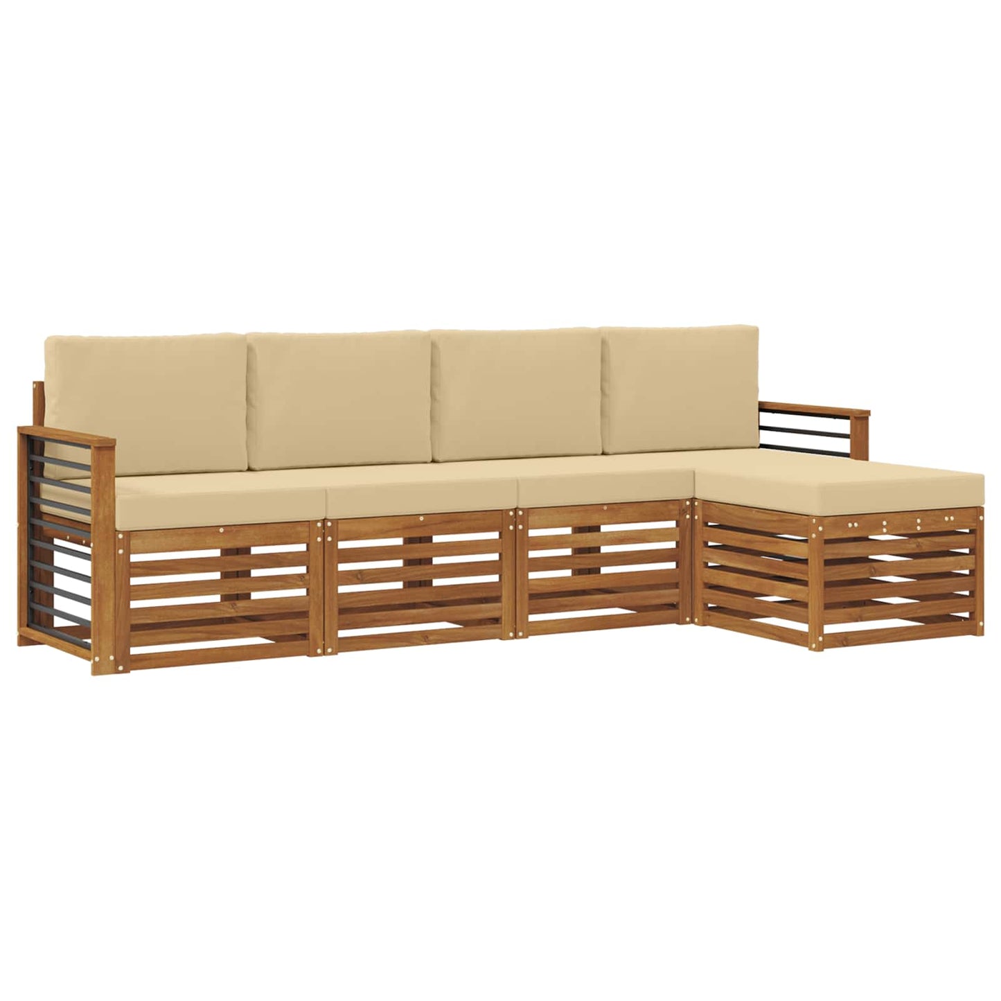Set di divani da esterno con cuscino 5 pcs Naturale e Beige