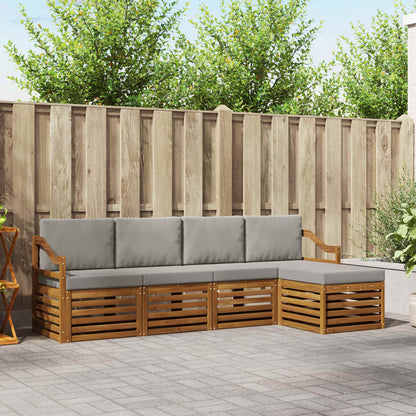 Set di divani da esterno 5 pcs Grigio Naturale e Chiaro