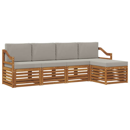 Set di divani da esterno 5 pcs Grigio Naturale e Chiaro | homemem39