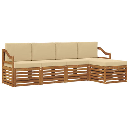 Set di divani da esterno con cuscino 5 pcs Naturale e Beige | homemem39