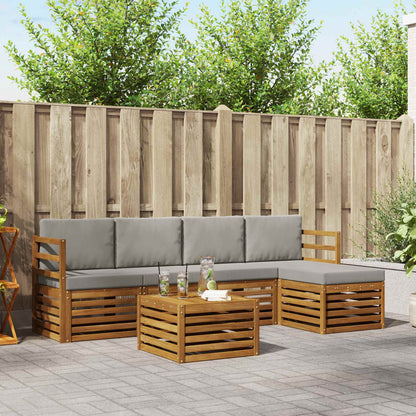 Set di divani da esterno 6 pcs Grigio Naturale e Chiaro