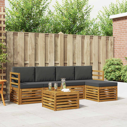 Set di divani da esterno con cuscino 6 pcs Naturale e Antracite