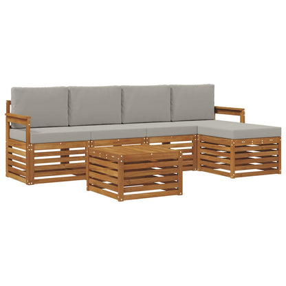 Set di divani da esterno 6 pcs Grigio Naturale e Chiaro
