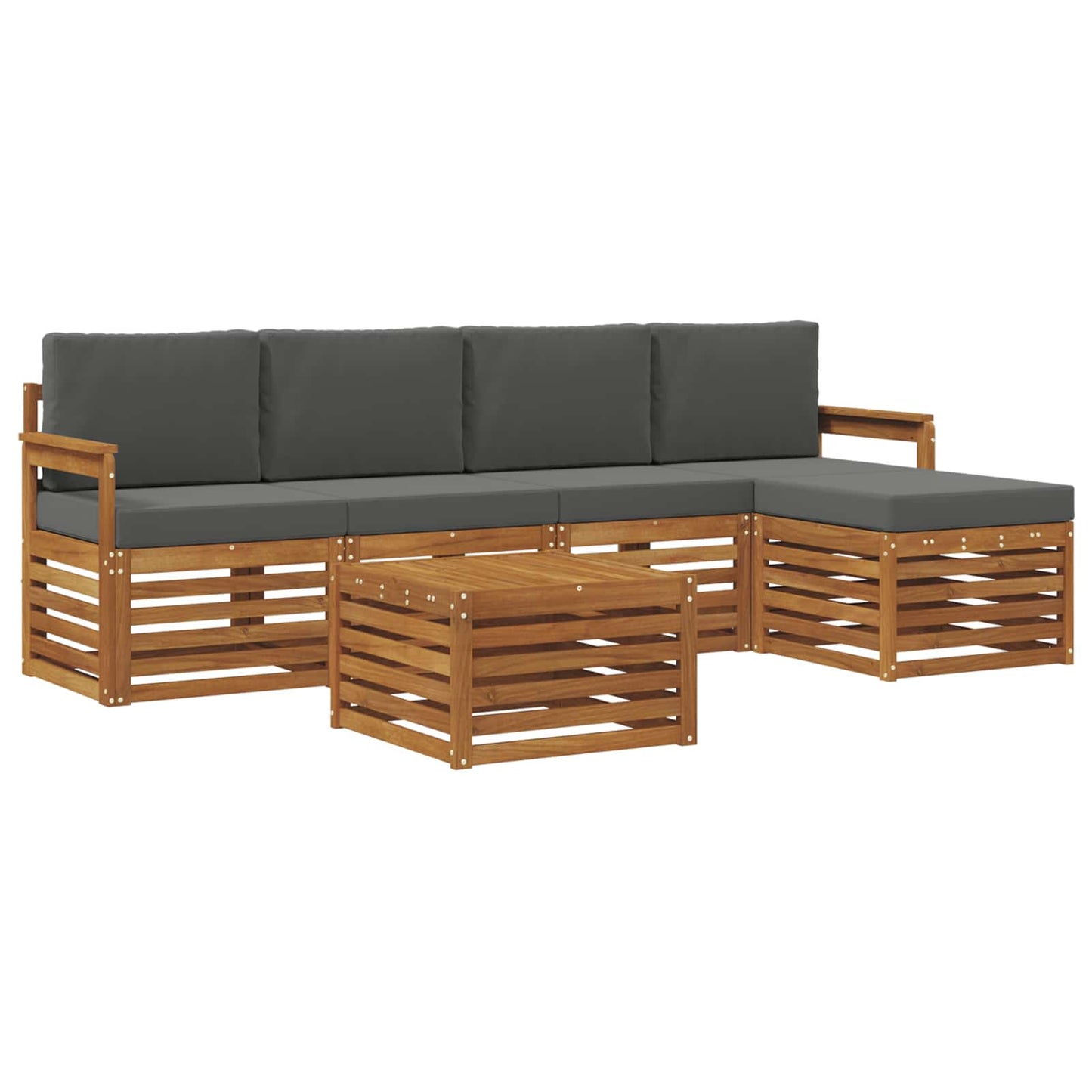 Set di divani da esterno con cuscino 6 pcs Naturale e Antracite