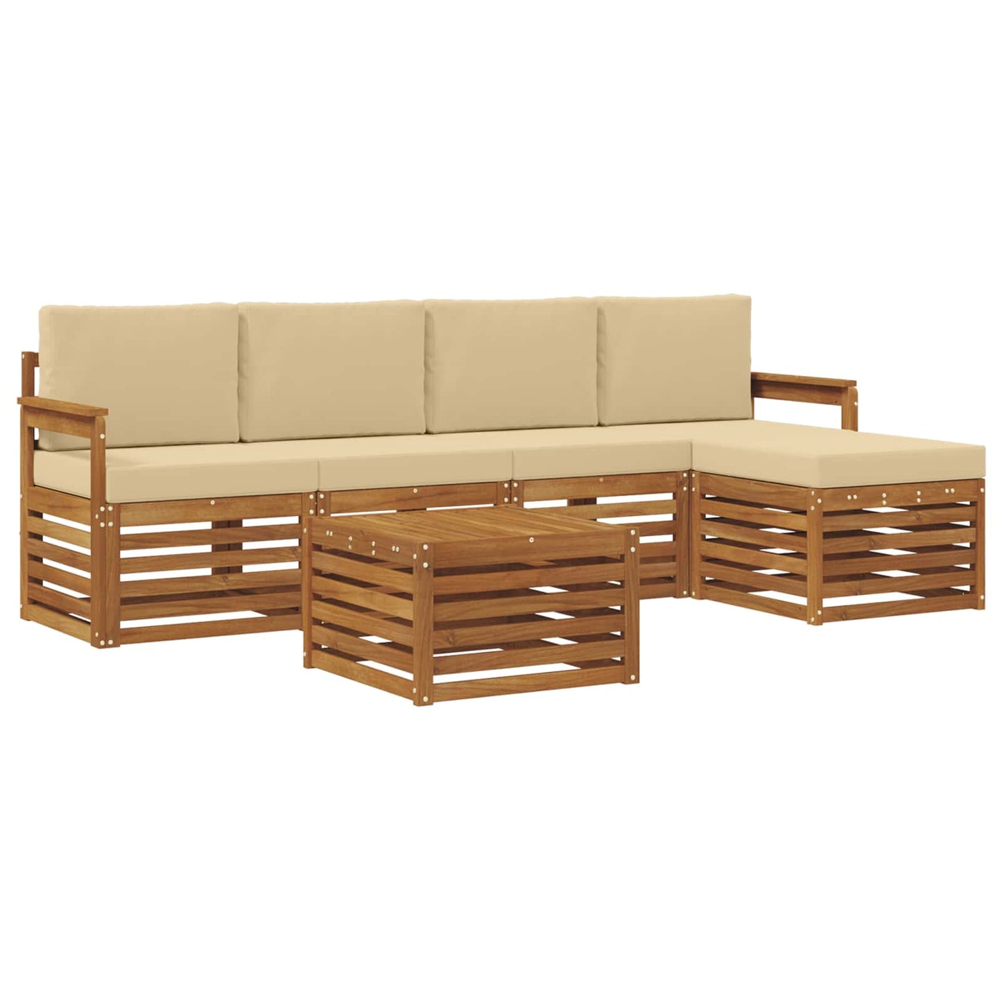Set di divani da esterno con cuscino 6 pcs Naturale e Beige