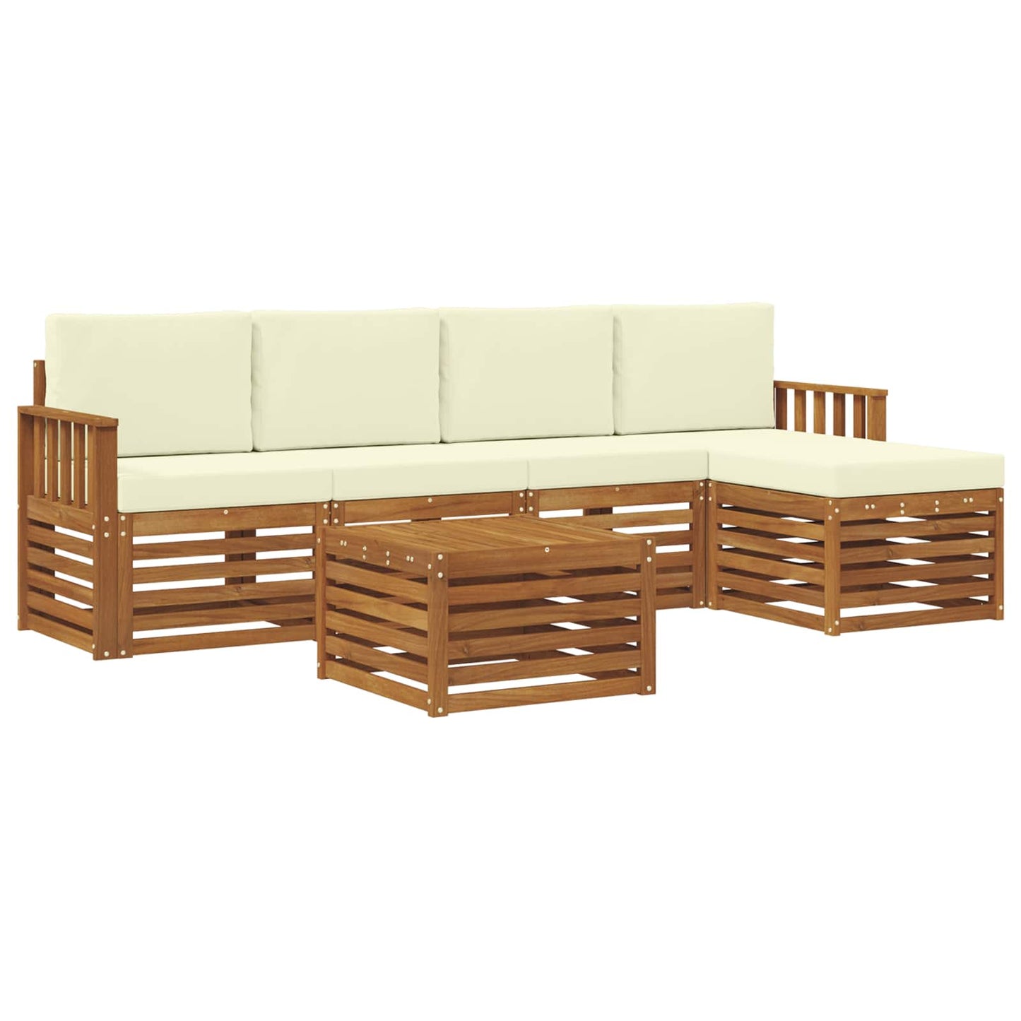 Set di divani da esterno con cuscino 6 pcs Naturale e Crema
