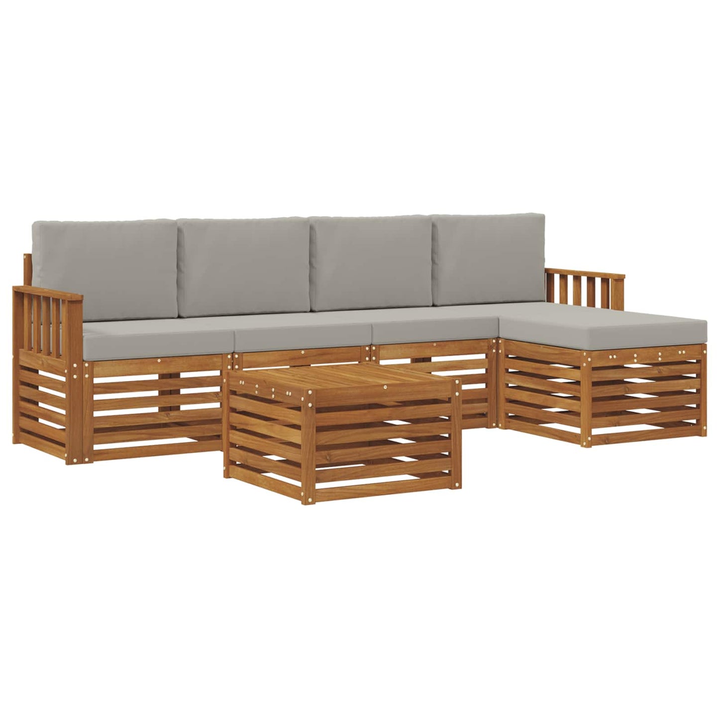 Set di divani da esterno 6 pcs Grigio Naturale e Chiaro