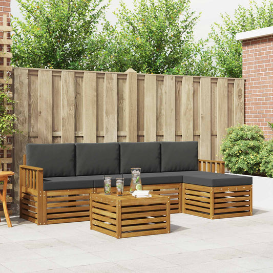Set di divani da esterno con cuscino 6 pcs Naturale e Antracite