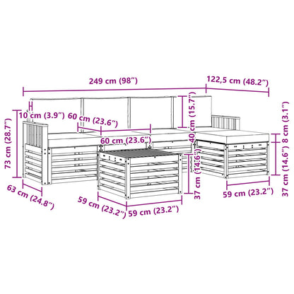 Set di divani da esterno con cuscino 6 pcs Naturale e Antracite | homemem39