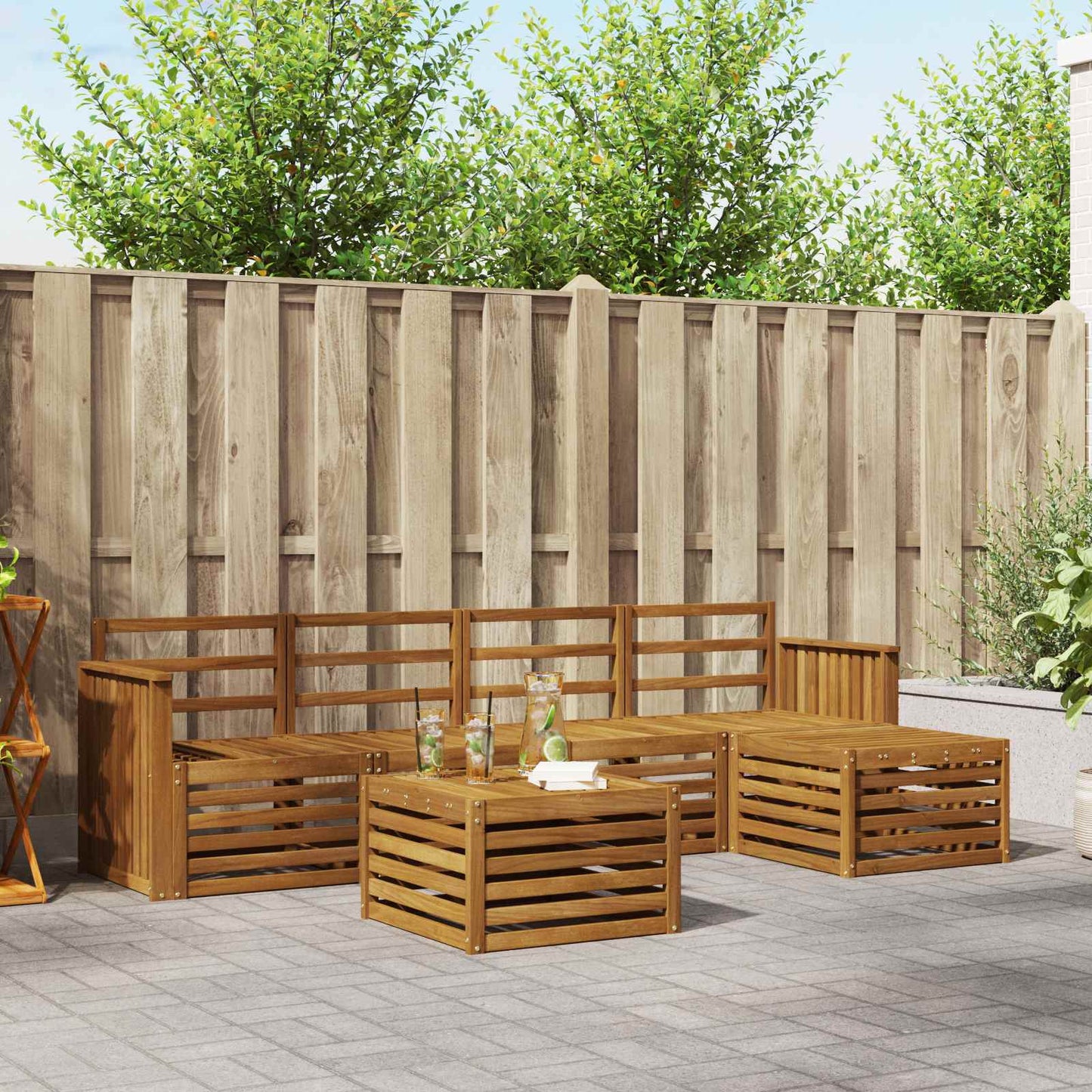 Set di divani da esterno 6 pcs Naturale