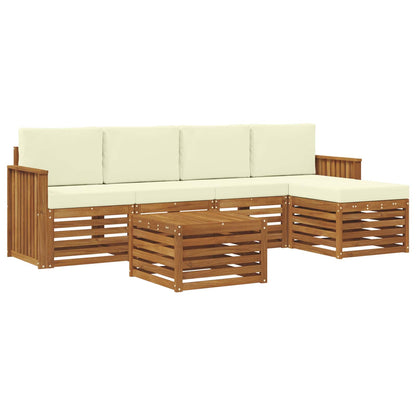 Set di divani da esterno con cuscino 6 pcs Naturale e Crema
