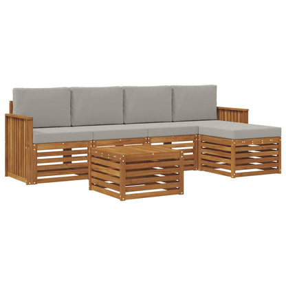 Set di divani da esterno 6 pcs Grigio Naturale e Chiaro | homemem39