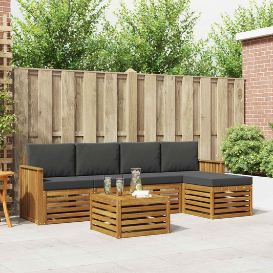 Set di divani da esterno con cuscino 6 pcs Naturale e Antracite | homemem39