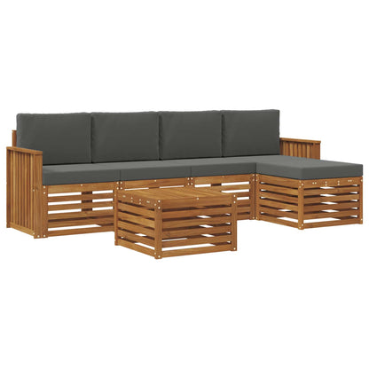 Set di divani da esterno con cuscino 6 pcs Naturale e Antracite | homemem39